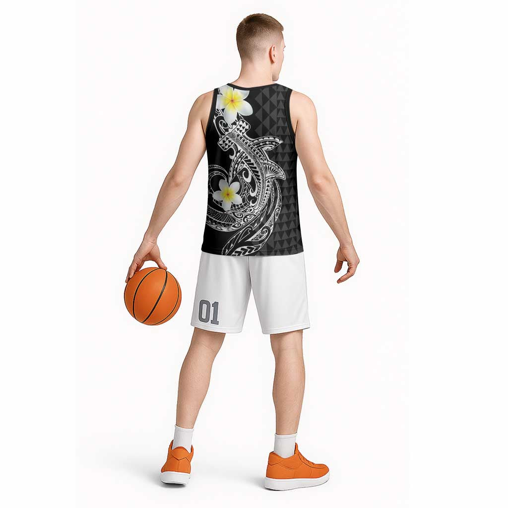 Aloha Hammerhead Shark Basketball Jersey Black Hawaiian Kakau Tribal Tattoo LT9 - Polynesian Pride
