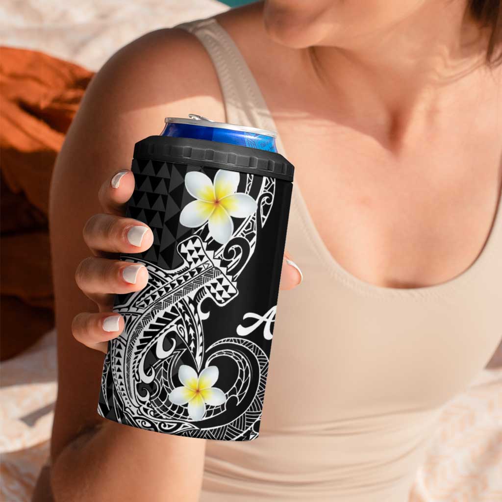 Aloha Hammerhead Shark 4 in 1 Can Cooler Tumbler Black Hawaiian Kakau Tribal Tattoo LT9 - Polynesian Pride