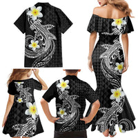 Aloha Hammerhead Shark Family Matching Mermaid Dress and Hawaiian Shirt Black Hawaiian Kakau Tribal Tattoo LT9 - Polynesian Pride