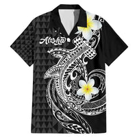 Aloha Hammerhead Shark Family Matching Mermaid Dress and Hawaiian Shirt Black Hawaiian Kakau Tribal Tattoo LT9 Dad's Shirt - Short Sleeve Black - Polynesian Pride