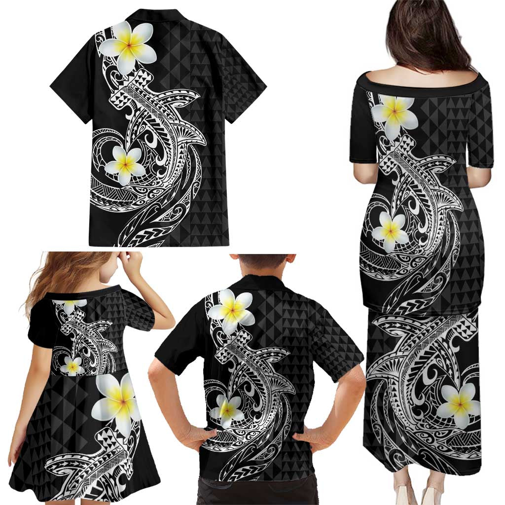 Aloha Hammerhead Shark Family Matching Puletasi and Hawaiian Shirt Black Hawaiian Kakau Tribal Tattoo LT9 - Polynesian Pride