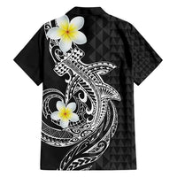 Aloha Hammerhead Shark Family Matching Short Sleeve Bodycon Dress and Hawaiian Shirt Black Hawaiian Kakau Tribal Tattoo LT9 - Polynesian Pride