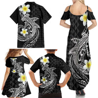 Aloha Hammerhead Shark Family Matching Summer Maxi Dress and Hawaiian Shirt Black Hawaiian Kakau Tribal Tattoo LT9 - Polynesian Pride