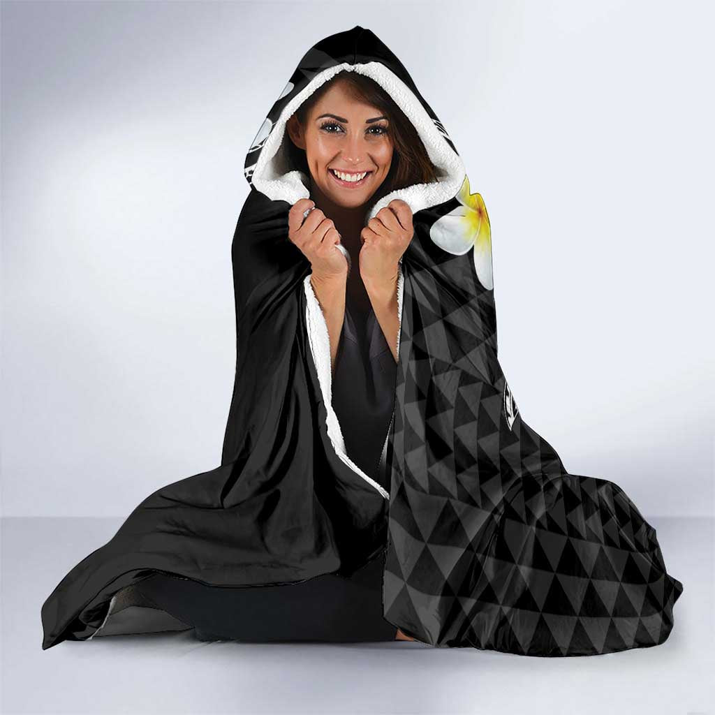 Aloha Hammerhead Shark Hooded Blanket Black Hawaiian Kakau Tribal Tattoo