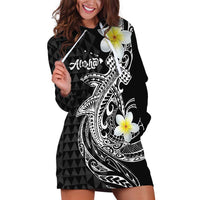 Aloha Hammerhead Shark Hoodie Dress Black Hawaiian Kakau Tribal Tattoo LT9 Black - Polynesian Pride