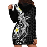 Aloha Hammerhead Shark Hoodie Dress Black Hawaiian Kakau Tribal Tattoo LT9 - Polynesian Pride