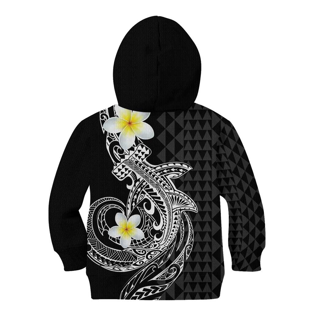 Aloha Hammerhead Shark Kid Hoodie Black Hawaiian Kakau Tribal Tattoo LT9 - Polynesian Pride
