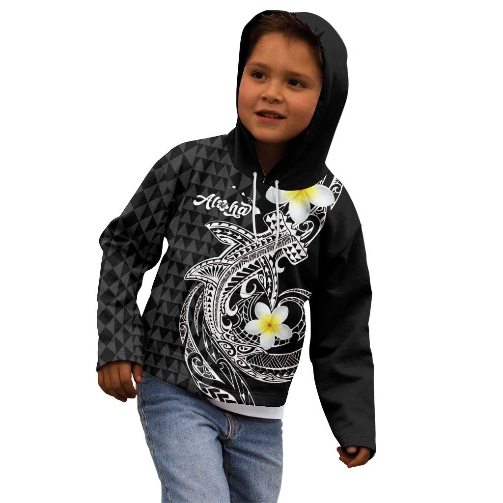 Aloha Hammerhead Shark Kid Hoodie Black Hawaiian Kakau Tribal Tattoo LT9 - Polynesian Pride