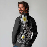 Aloha Hammerhead Shark Long Sleeve Polo Shirt Black Hawaiian Kakau Tribal Tattoo LT9 - Polynesian Pride