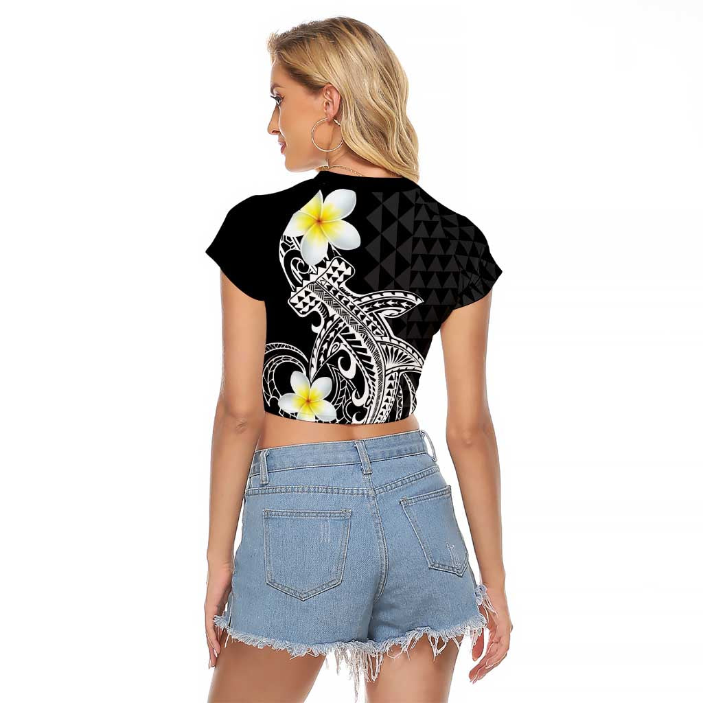 Aloha Hammerhead Shark Raglan Cropped T Shirt Black Hawaiian Kakau Tribal Tattoo LT9 - Polynesian Pride