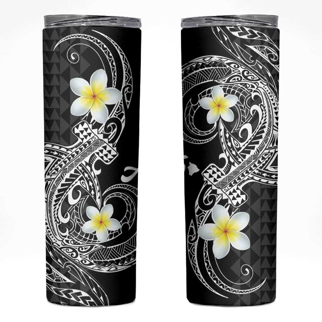 Aloha Hammerhead Shark Skinny Tumbler Black Hawaiian Kakau Tribal Tattoo LT9 Black - Polynesian Pride