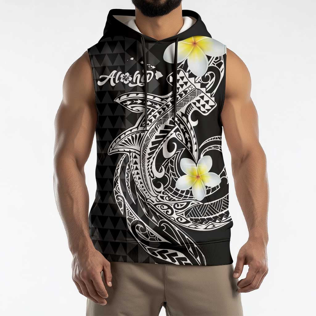 Aloha Hammerhead Shark Sleeveless Hoodie Black Hawaiian Kakau Tribal Tattoo LT9 - Polynesian Pride