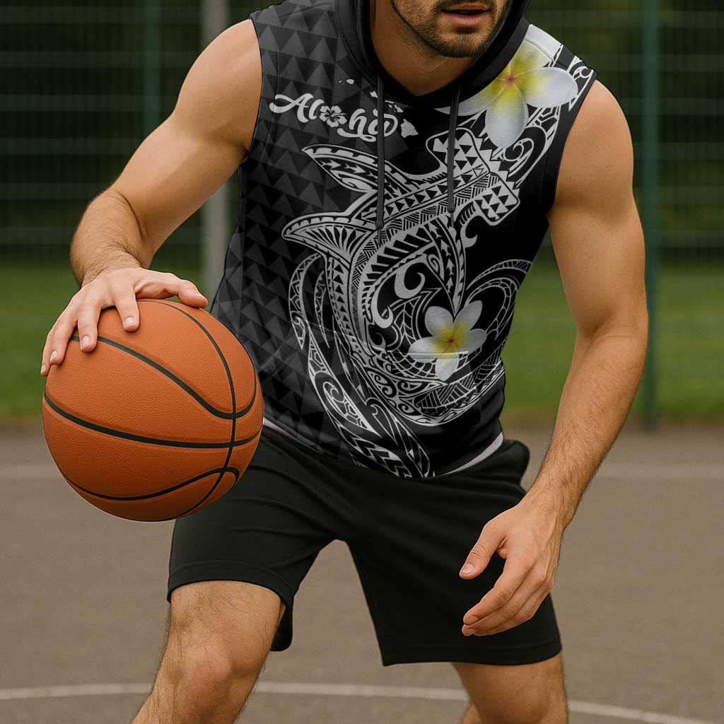 Aloha Hammerhead Shark Sleeveless Hoodie Black Hawaiian Kakau Tribal Tattoo LT9 - Polynesian Pride