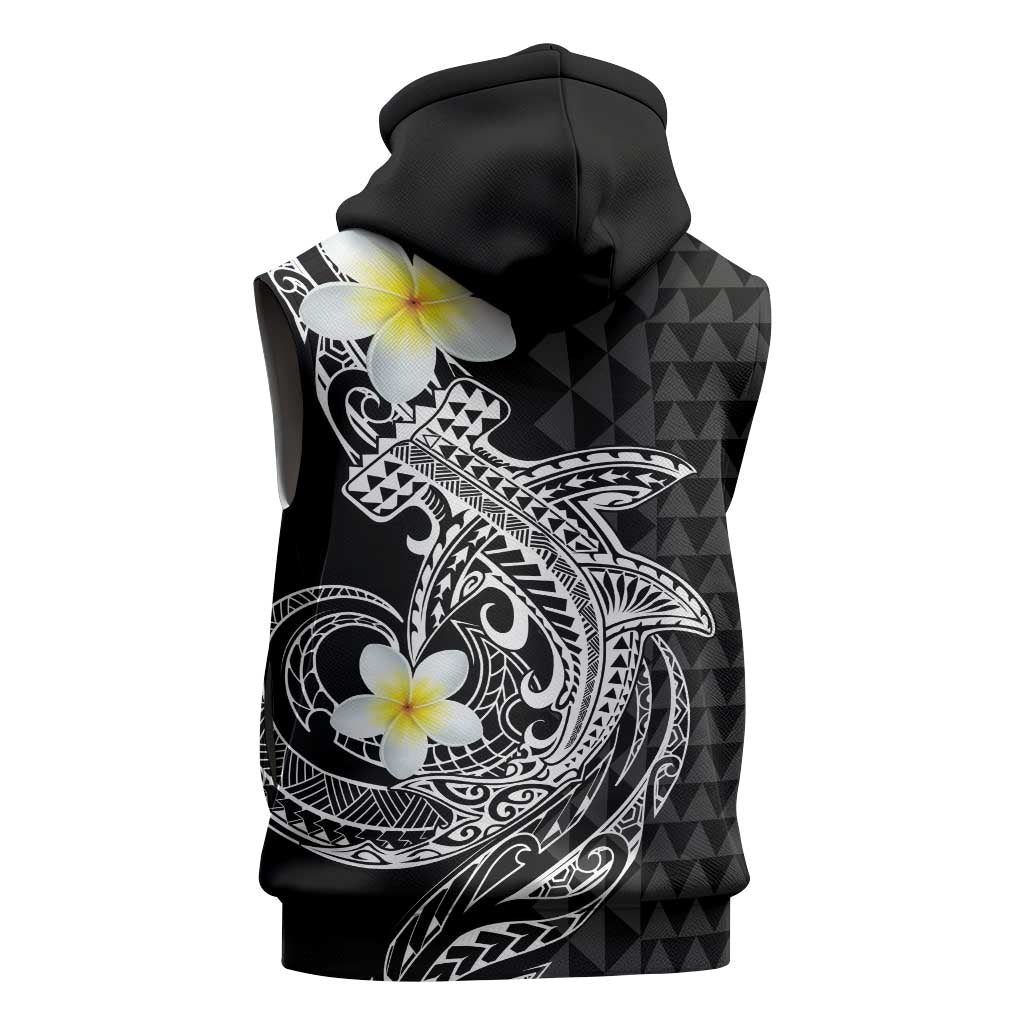 Aloha Hammerhead Shark Sleeveless Zip Hoodie Black Hawaiian Kakau Tribal Tattoo LT9 - Polynesian Pride