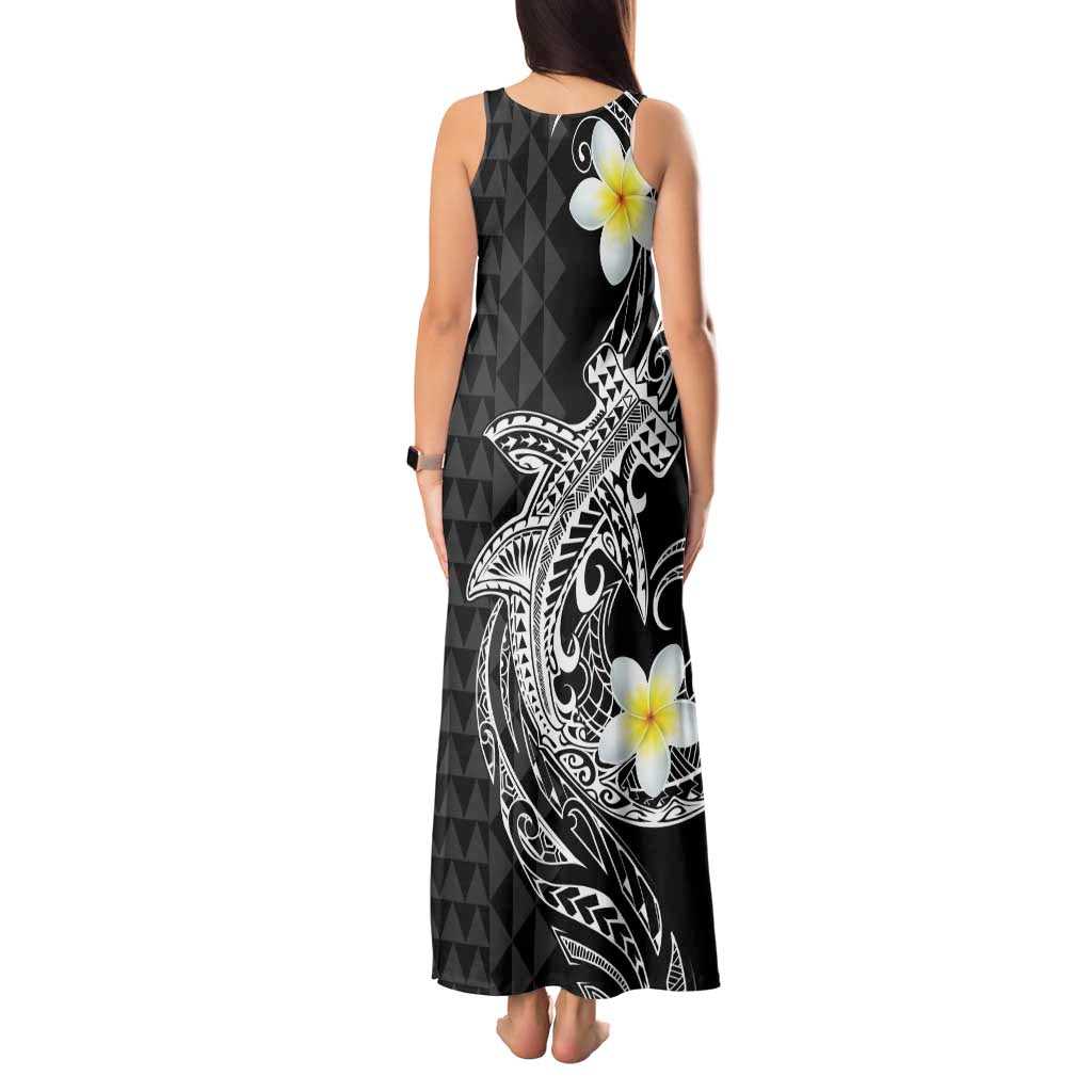 Aloha Hammerhead Shark Tank Maxi Dress Black Hawaiian Kakau Tribal Tattoo LT9 - Polynesian Pride