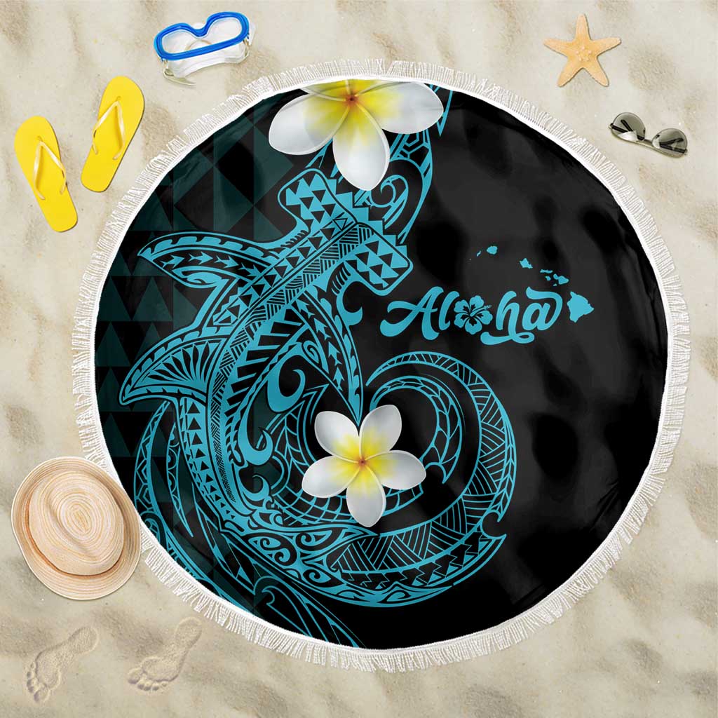 Aloha Hammerhead Shark Beach Blanket Calypso Hawaiian Kakau Tribal Tattoo LT9 One Size 150cm Blue - Polynesian Pride