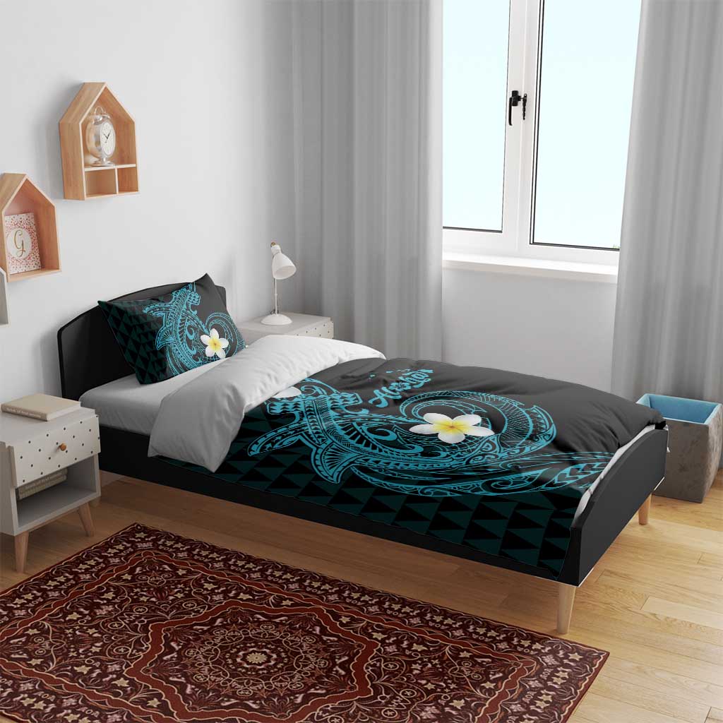 Aloha Hammerhead Shark Bedding Set Calypso Hawaiian Kakau Tribal Tattoo