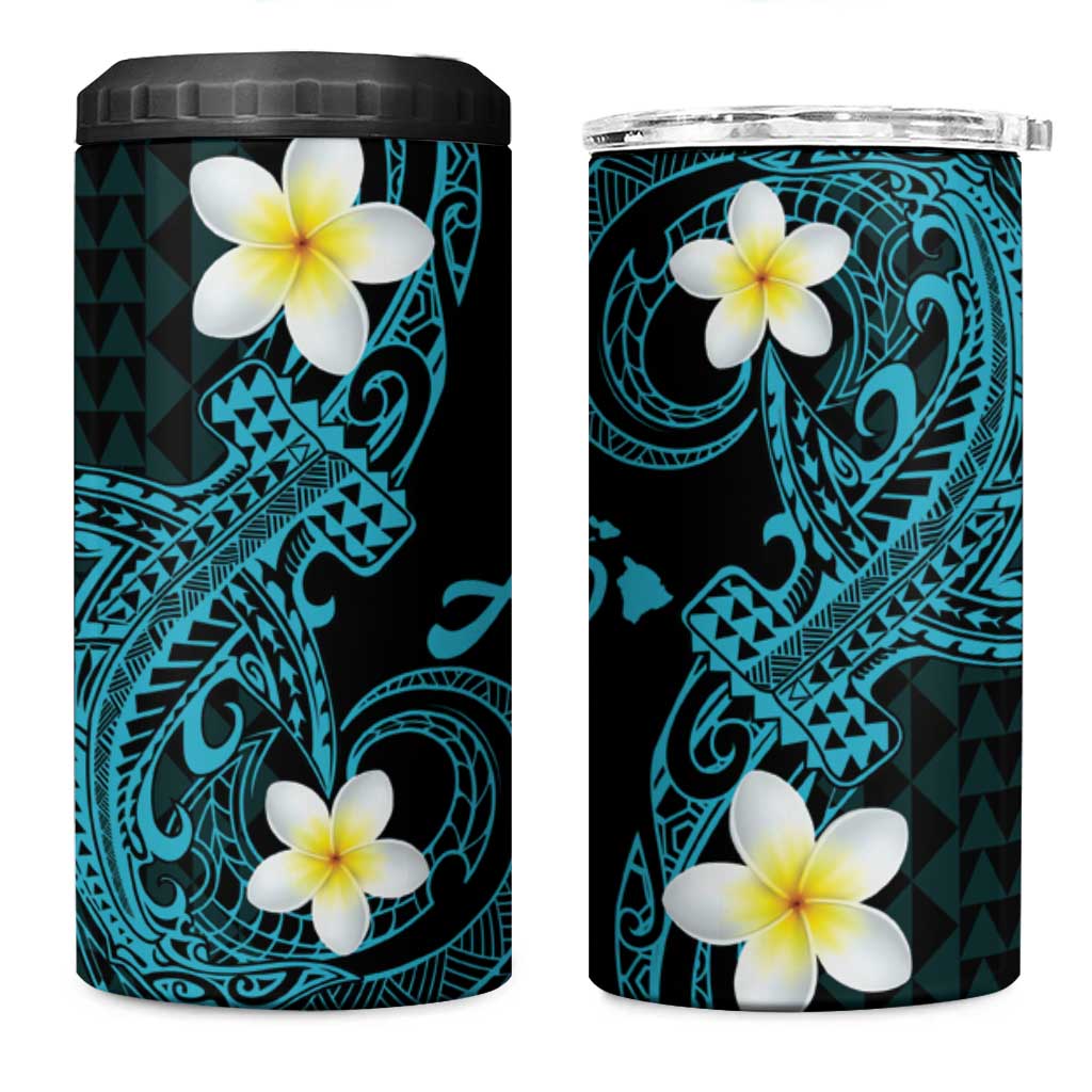 Aloha Hammerhead Shark 4 in 1 Can Cooler Tumbler Calypso Hawaiian Kakau Tribal Tattoo LT9 One Size: 16 oz Blue - Polynesian Pride