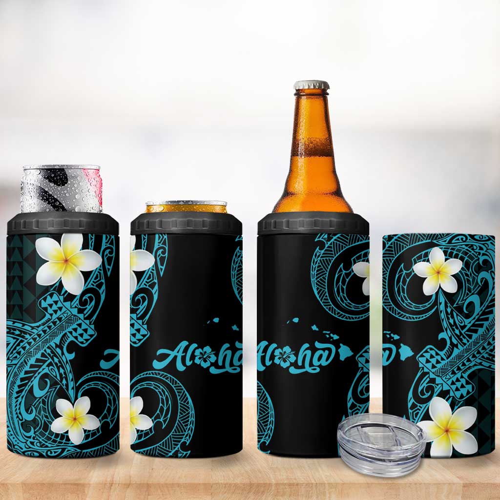 Aloha Hammerhead Shark 4 in 1 Can Cooler Tumbler Calypso Hawaiian Kakau Tribal Tattoo LT9 - Polynesian Pride