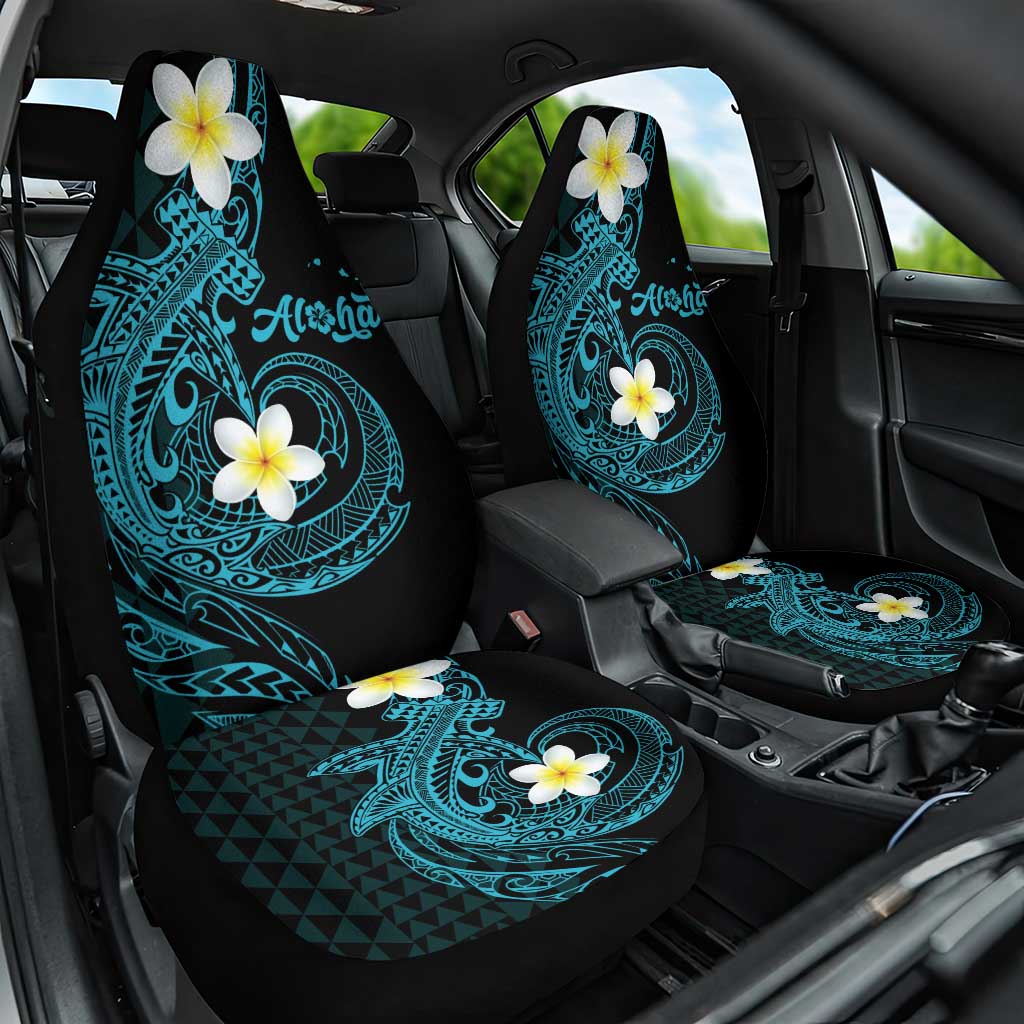 Aloha Hammerhead Shark Car Seat Cover Calypso Hawaiian Kakau Tribal Tattoo LT9 One Size Blue - Polynesian Pride