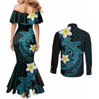 Aloha Hammerhead Shark Couples Matching Mermaid Dress and Long Sleeve Button Shirt Calypso Hawaiian Kakau Tribal Tattoo LT9 - Polynesian Pride