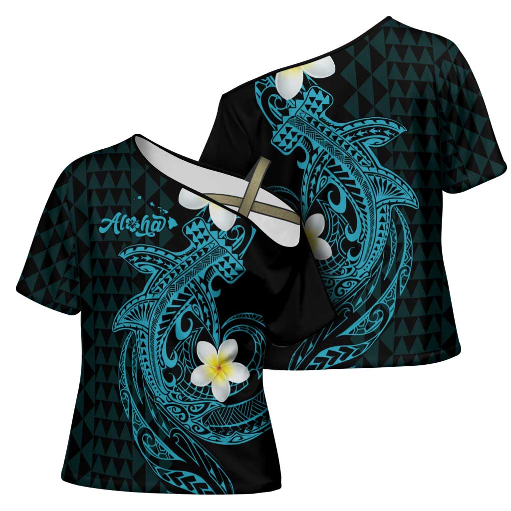 Aloha Hammerhead Shark Cross Shoulder Shirt Calypso Hawaiian Kakau Tribal Tattoo LT9 - Polynesian Pride
