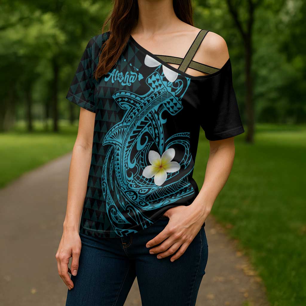 Aloha Hammerhead Shark Cross Shoulder Shirt Calypso Hawaiian Kakau Tribal Tattoo LT9 - Polynesian Pride