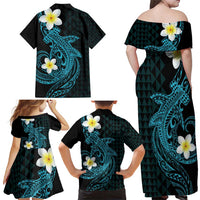 Aloha Hammerhead Shark Family Matching Off Shoulder Maxi Dress and Hawaiian Shirt Calypso Hawaiian Kakau Tribal Tattoo LT9 - Polynesian Pride