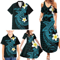 Aloha Hammerhead Shark Family Matching Summer Maxi Dress and Hawaiian Shirt Calypso Hawaiian Kakau Tribal Tattoo LT9 - Polynesian Pride