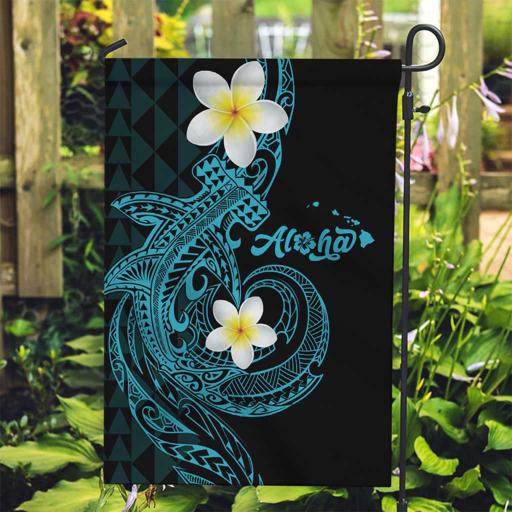 Aloha Hammerhead Shark Garden Flag Calypso Hawaiian Kakau Tribal Tattoo LT9 Garden Flag Blue - Polynesian Pride