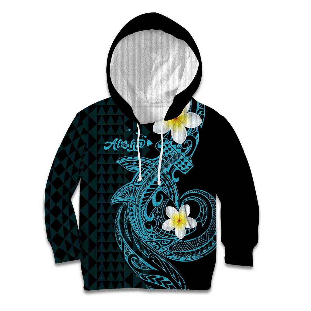 Aloha Hammerhead Shark Kid Hoodie Calypso Hawaiian Kakau Tribal Tattoo LT9 Hoodie Blue - Polynesian Pride