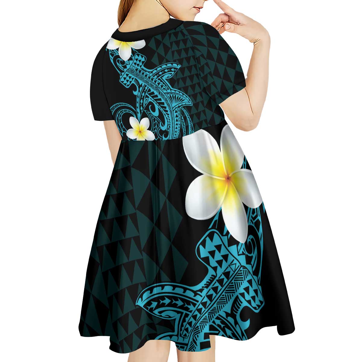 Aloha Hammerhead Shark Kid Short Sleeve Dress Calypso Hawaiian Kakau Tribal Tattoo LT9 - Polynesian Pride
