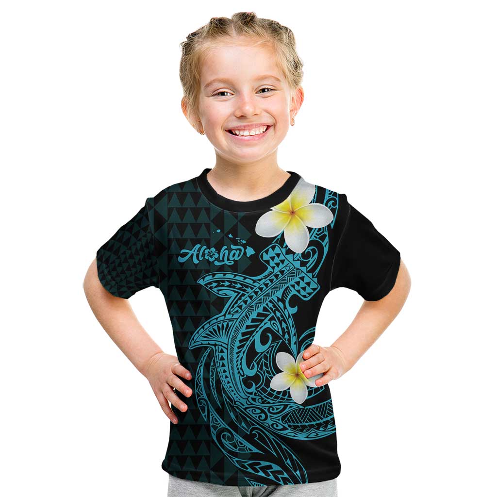 Aloha Hammerhead Shark Kid T Shirt Calypso Hawaiian Kakau Tribal Tattoo LT9 Blue - Polynesian Pride