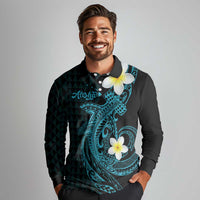Aloha Hammerhead Shark Long Sleeve Polo Shirt Calypso Hawaiian Kakau Tribal Tattoo LT9 - Polynesian Pride