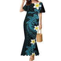 Aloha Hammerhead Shark Mermaid Dress Calypso Hawaiian Kakau Tribal Tattoo LT9 Women Blue - Polynesian Pride