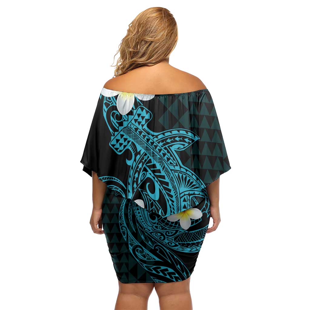 Aloha Hammerhead Shark Off Shoulder Short Dress Calypso Hawaiian Kakau Tribal Tattoo LT9 - Polynesian Pride