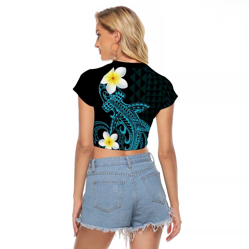 Aloha Hammerhead Shark Raglan Cropped T Shirt Calypso Hawaiian Kakau Tribal Tattoo LT9 - Polynesian Pride