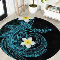 Aloha Hammerhead Shark Round Carpet Calypso Hawaiian Kakau Tribal Tattoo LT9 Blue - Polynesian Pride