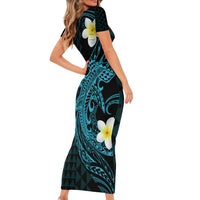 Aloha Hammerhead Shark Short Sleeve Bodycon Dress Calypso Hawaiian Kakau Tribal Tattoo LT9 - Polynesian Pride