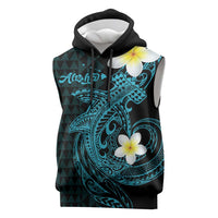 Aloha Hammerhead Shark Sleeveless Hoodie Calypso Hawaiian Kakau Tribal Tattoo LT9 Blue - Polynesian Pride