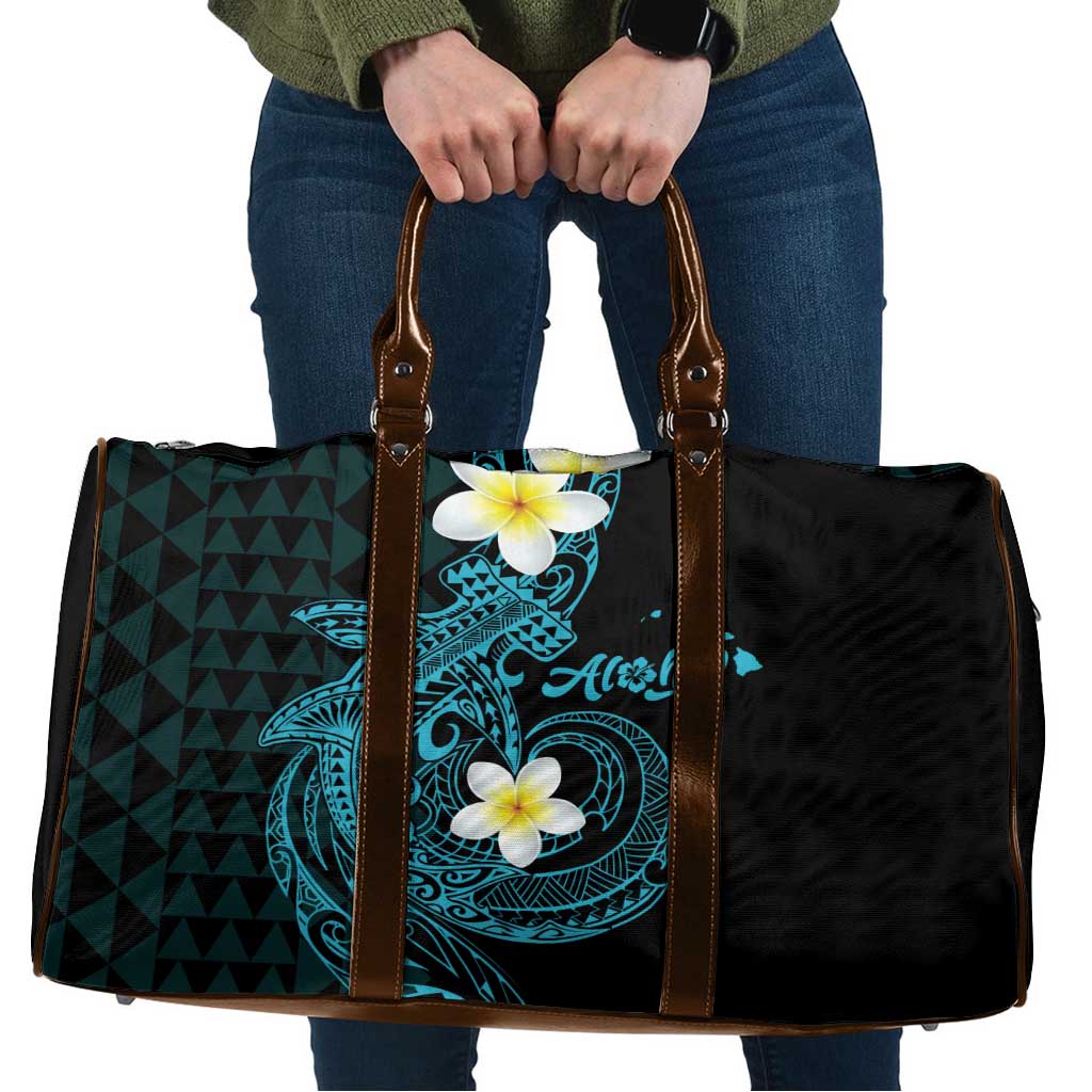 Aloha Hammerhead Shark Travel Bag Calypso Hawaiian Kakau Tribal Tattoo LT9 Blue - Polynesian Pride