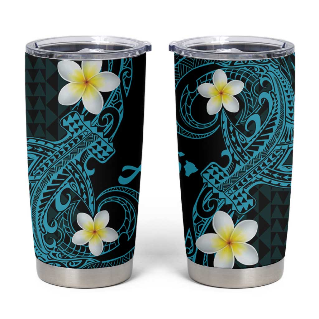 Aloha Hammerhead Shark Tumbler Cup Calypso Hawaiian Kakau Tribal Tattoo LT9 Blue - Polynesian Pride