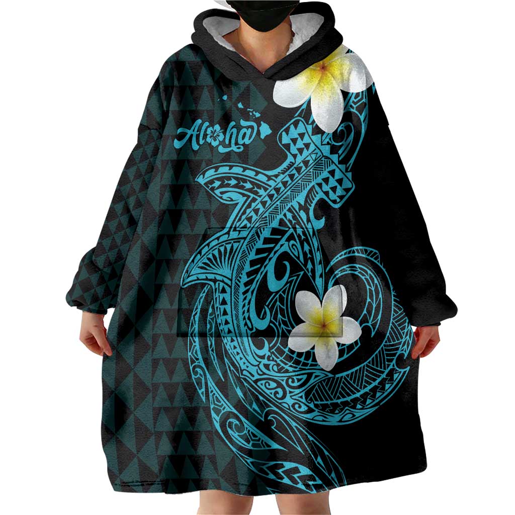 Aloha Hammerhead Shark Wearable Blanket Hoodie Calypso Hawaiian Kakau Tribal Tattoo LT9 - Polynesian Pride