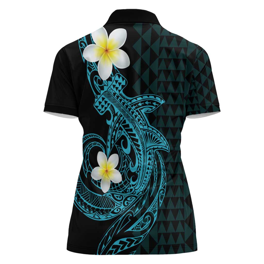 Aloha Hammerhead Shark Women Polo Shirt Calypso Hawaiian Kakau Tribal Tattoo LT9 - Polynesian Pride