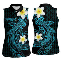 Aloha Hammerhead Shark Women Sleeveless Polo Shirt Calypso Hawaiian Kakau Tribal Tattoo LT9 - Polynesian Pride