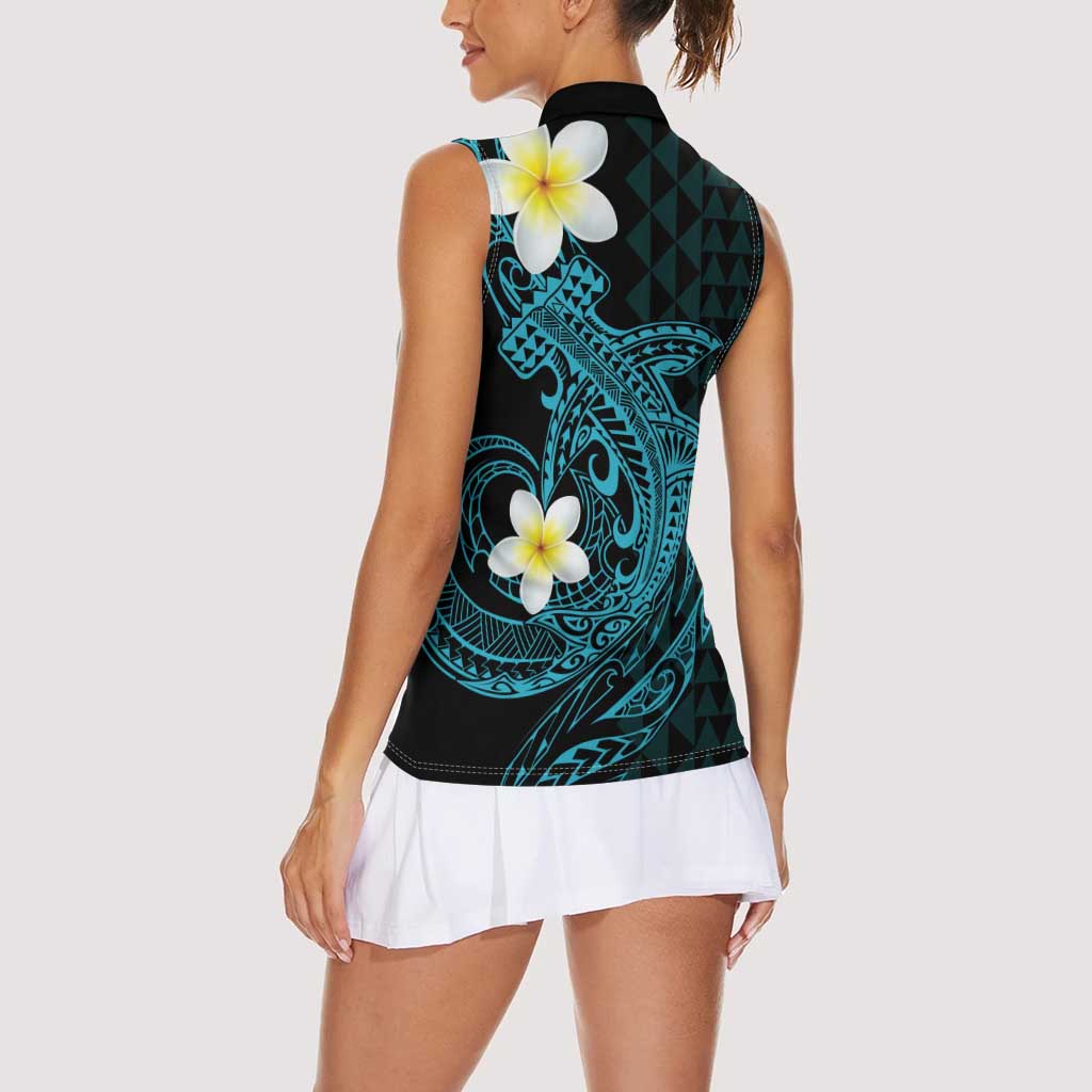 Aloha Hammerhead Shark Women Sleeveless Polo Shirt Calypso Hawaiian Kakau Tribal Tattoo LT9 - Polynesian Pride