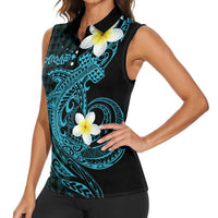 Aloha Hammerhead Shark Women Sleeveless Polo Shirt Calypso Hawaiian Kakau Tribal Tattoo LT9 - Polynesian Pride
