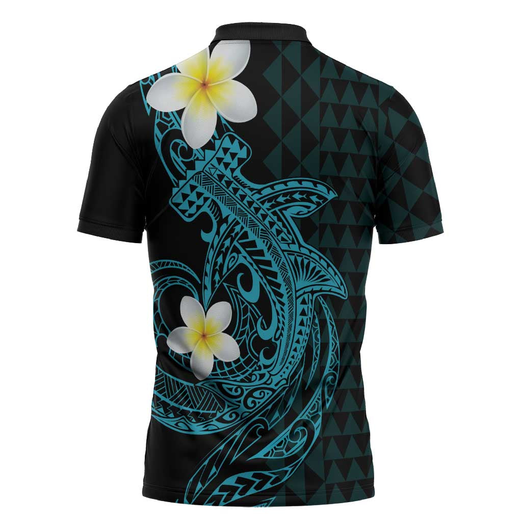 Aloha Hammerhead Shark Zipper Polo Shirt Calypso Hawaiian Kakau Tribal Tattoo LT9 - Polynesian Pride