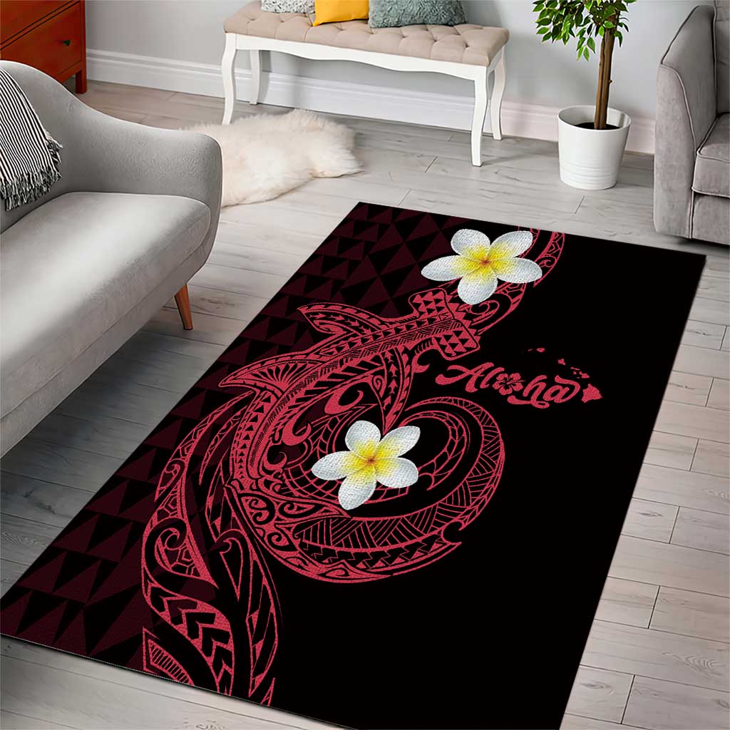 Aloha Hammerhead Shark Area Rug Feverish Pink Hawaiian Kakau Tribal Tattoo LT9 - Polynesian Pride