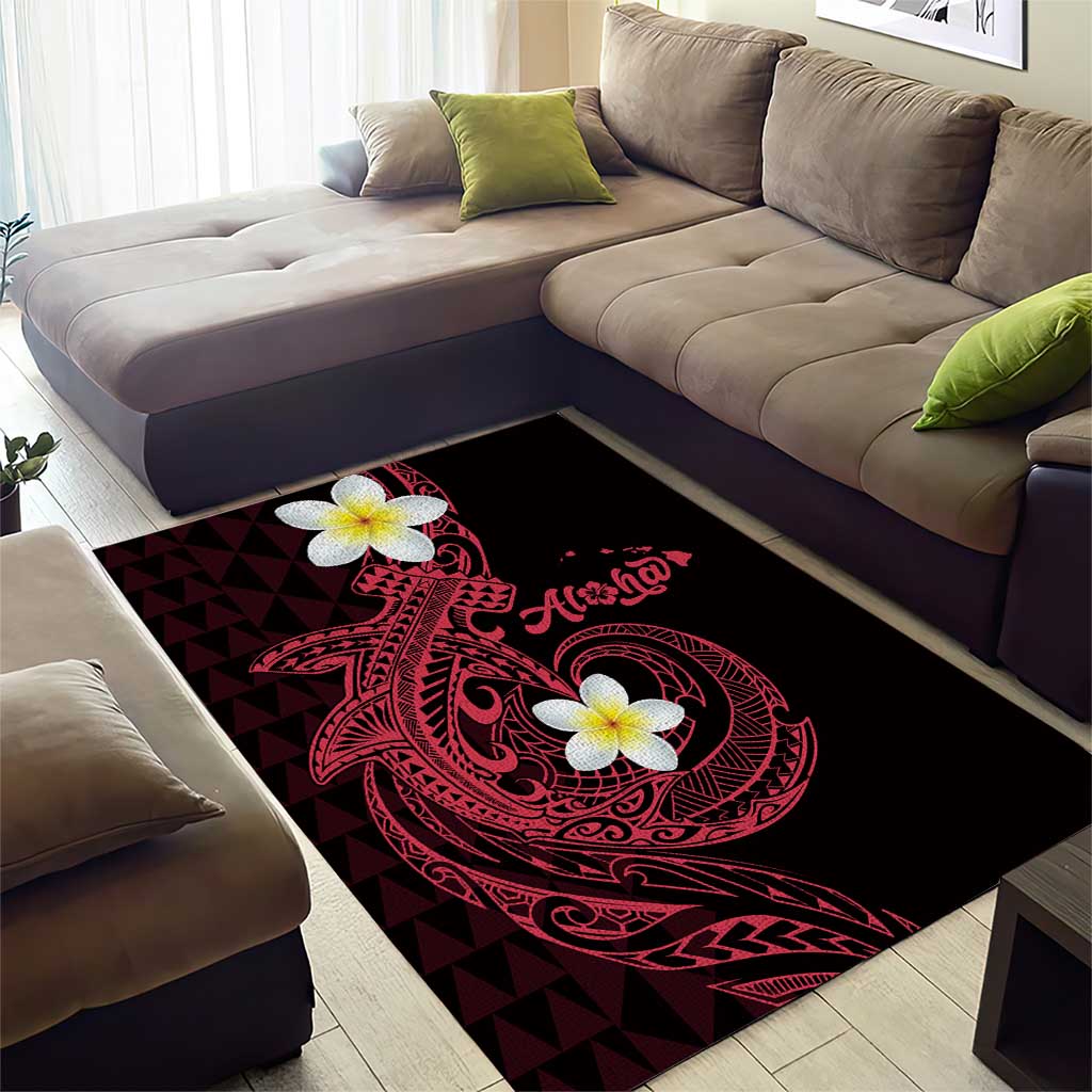 Aloha Hammerhead Shark Area Rug Feverish Pink Hawaiian Kakau Tribal Tattoo LT9 - Polynesian Pride